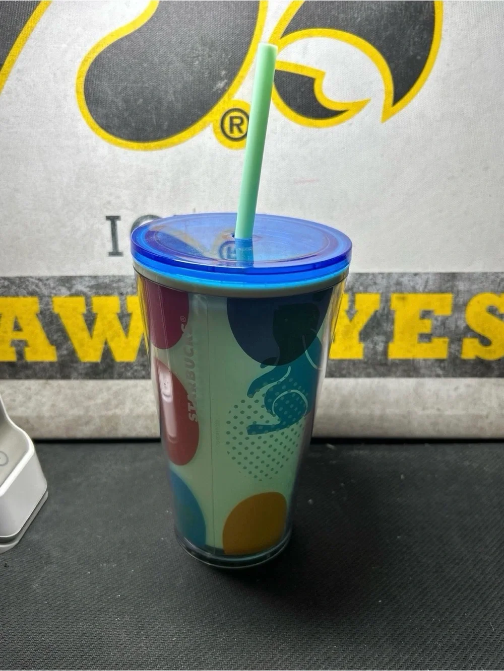 Starbucks Easter Multicolor Tumbler with Blue Lid and Mint Straw